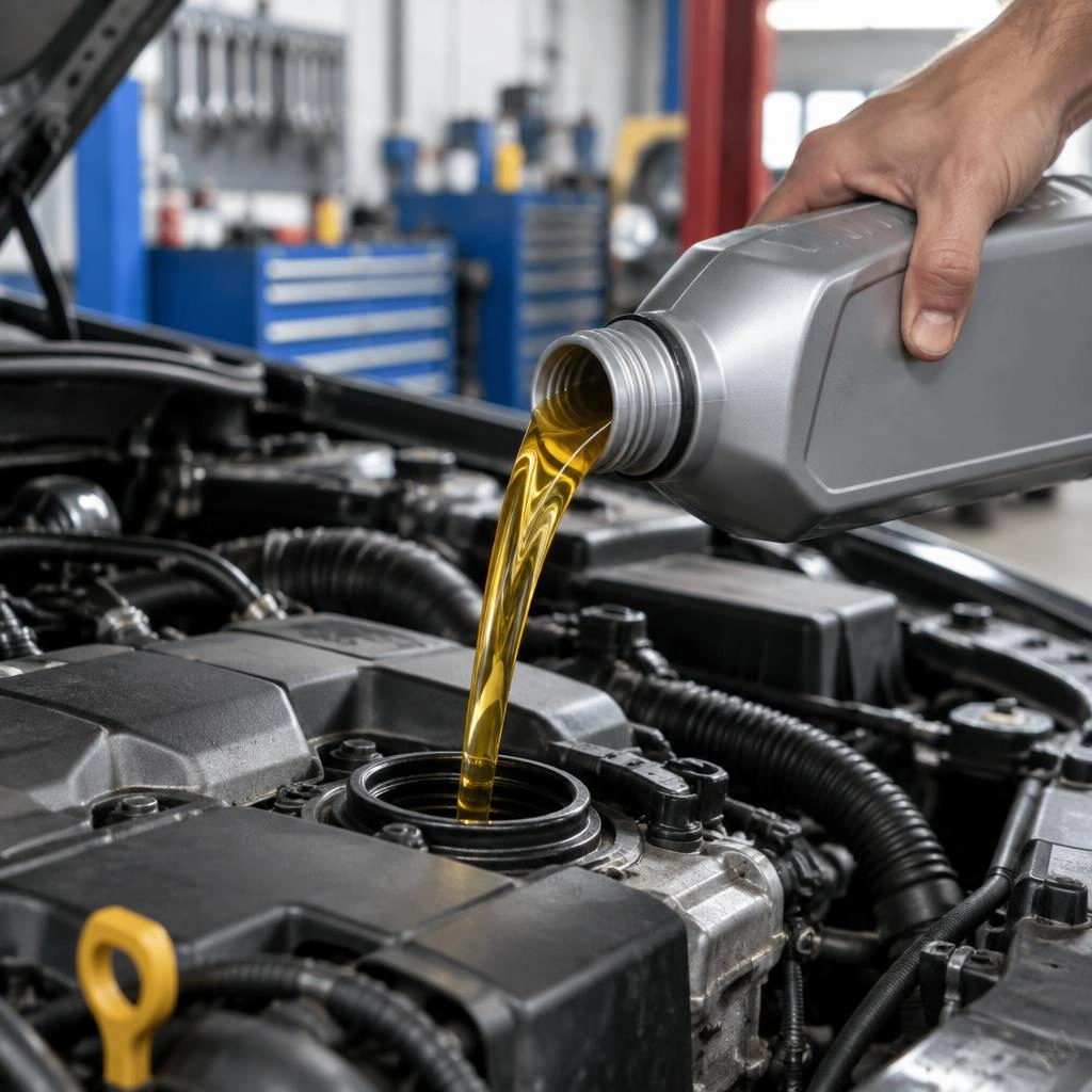 Motoröl wird in den Motor gefüllt