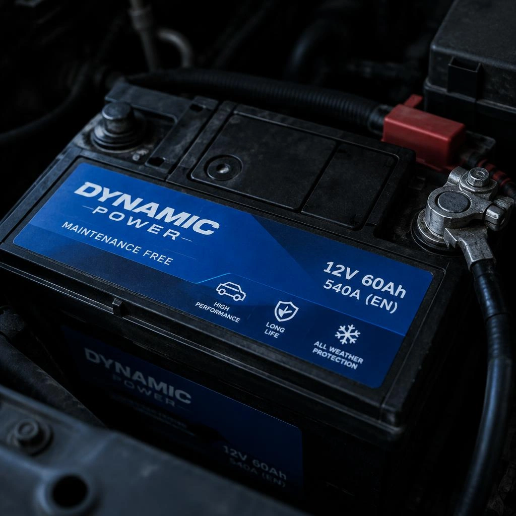 Autobatterie im Motorraum
